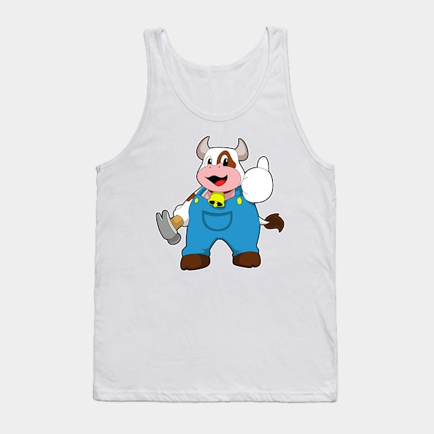 Cow as Craftsman with Hammer Tank Top by Markus Schnabel